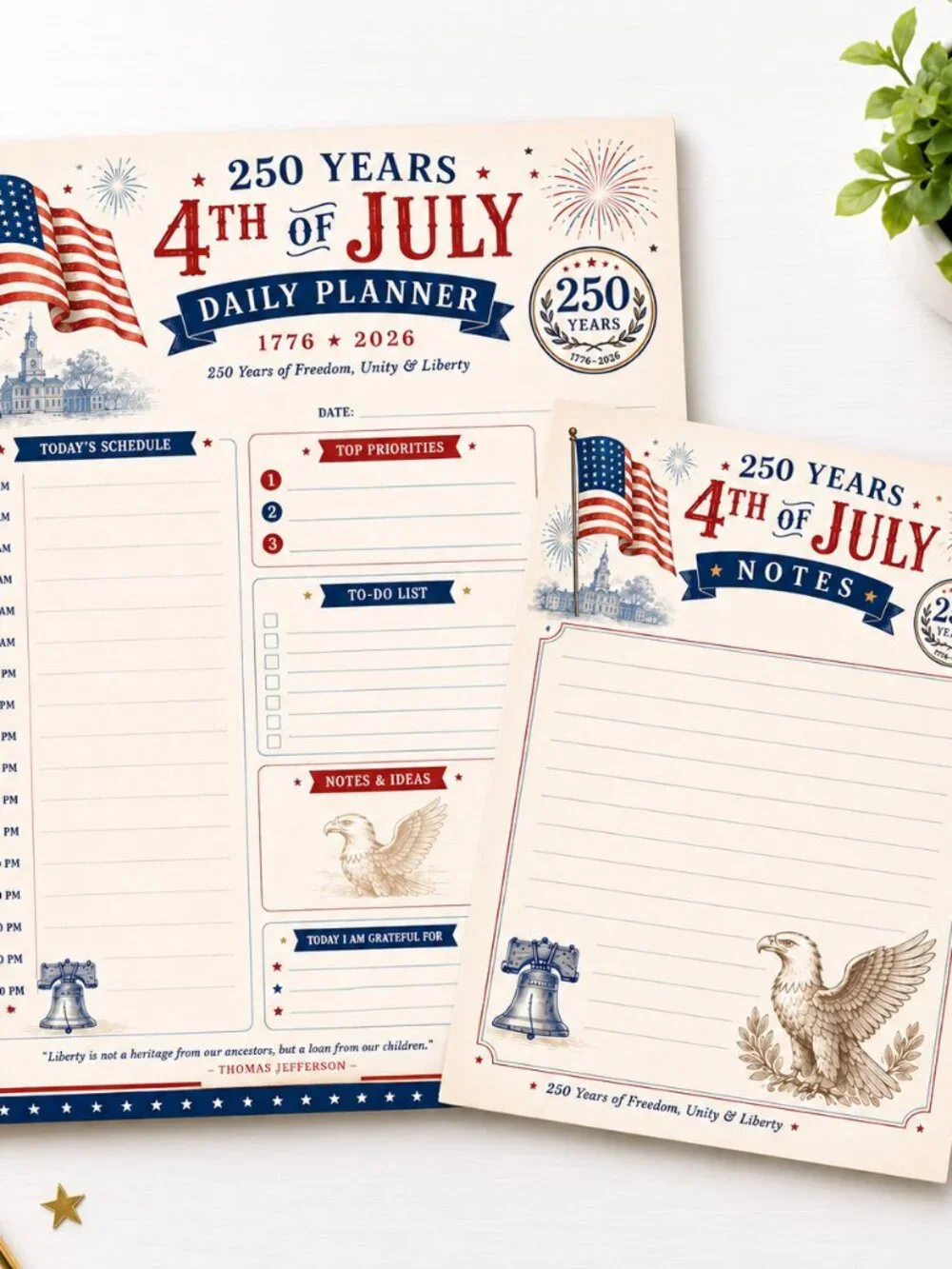 Celebrating 250 Years | Planner & Notepad Bundle | 8.5x11 Daily Planner + 5x7